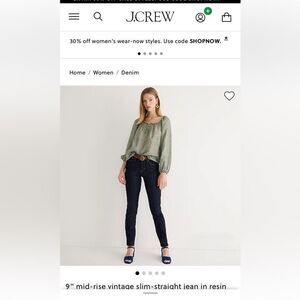 J.Crew 9” rise stretchy slim fit straight legged jeans! New